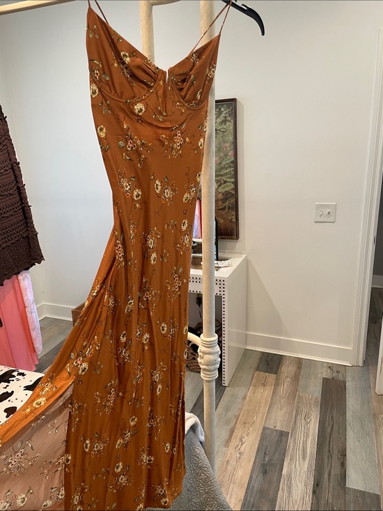 PacSun Dresses & Skirts - PacSun Rust Floral Slip Maxi Dress with Spaghetti Straps